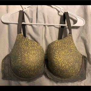 DreamFit 42DD Grey and Yellow PushUp Bra w/ Lace